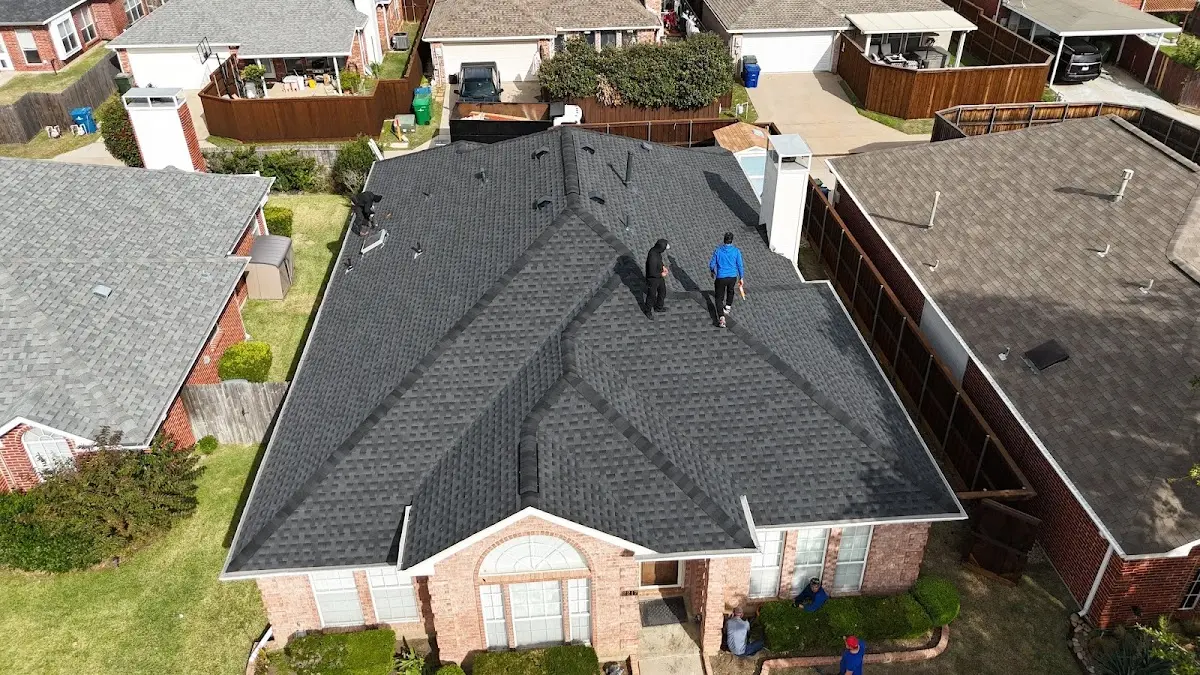 Slate & Tile Roof Repair work in progress on a Hinesville property